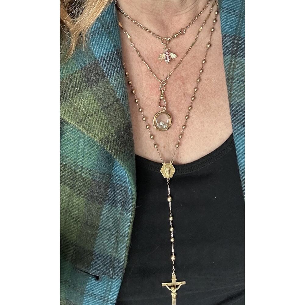 Vintage Mid Century 10k SOLID GOLD 3MM BEAD ROSARY 18 Grams